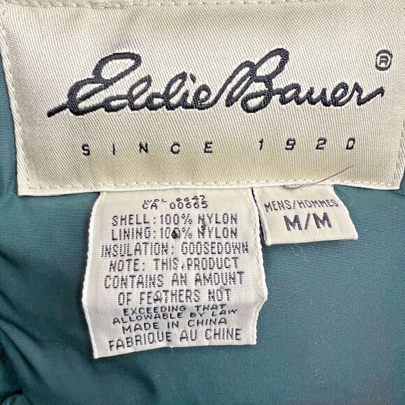 VINTAGE Eddie Bauer Jacket Mens green Goose Down Puffer Insulated Hooded sz M. - Picture 7 of 11